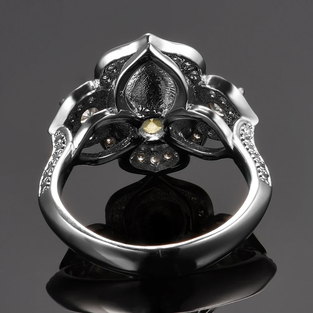 Nasiya Романтический желтый цитрин создан драгоценный камень 925 кольцо стерлинговоe серебряное для женщин девушек вечерние свадебные обручение подарок