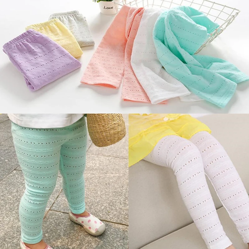 

Newbron Baby Girls Pants Summer Autumn Hollow Candy Color Girls Leggings Cotton Long Trousers Girls Clothing 0-6T