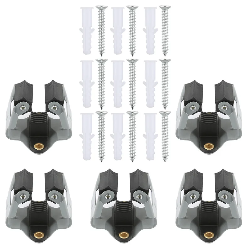 

5 Pcs Duster & Broom Holder Broom Broom Hanger Storage Rack Organizer Clips Clamping Fixed on Garden Wall with Screws