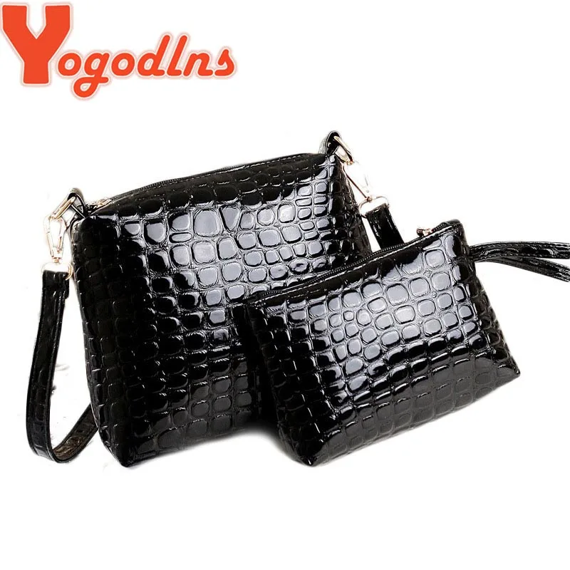 2PCS Bag Set Women Messenger Shoulder Bag Crocodile PU Leather Casual Crossbody Quilted Bags Set Women Clutch Composite Handbags