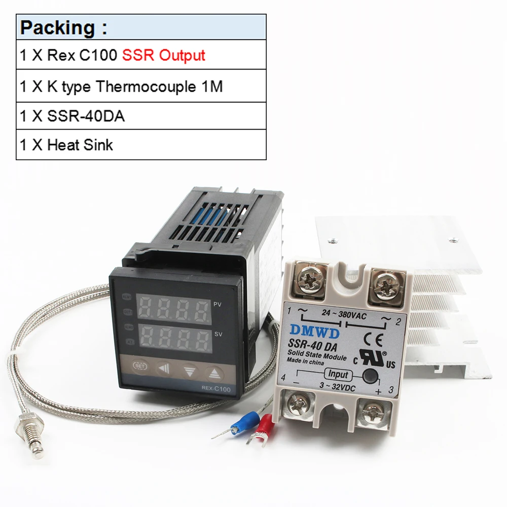 REX-C100, 400700 релейный выход PID термостат регулятор двойной цифровой регулятор температуры с термопарой K - Цвет: C100 K 40DA radiator