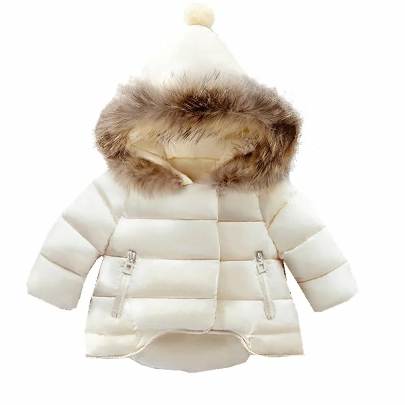 Коллекция года, зимнее Детское пальто пуховик для маленьких девочек возрастом от 1 года до 6 лет теплая одежда высокого качества для маленьких девочек в Корейском стиле - Цвет: Белый