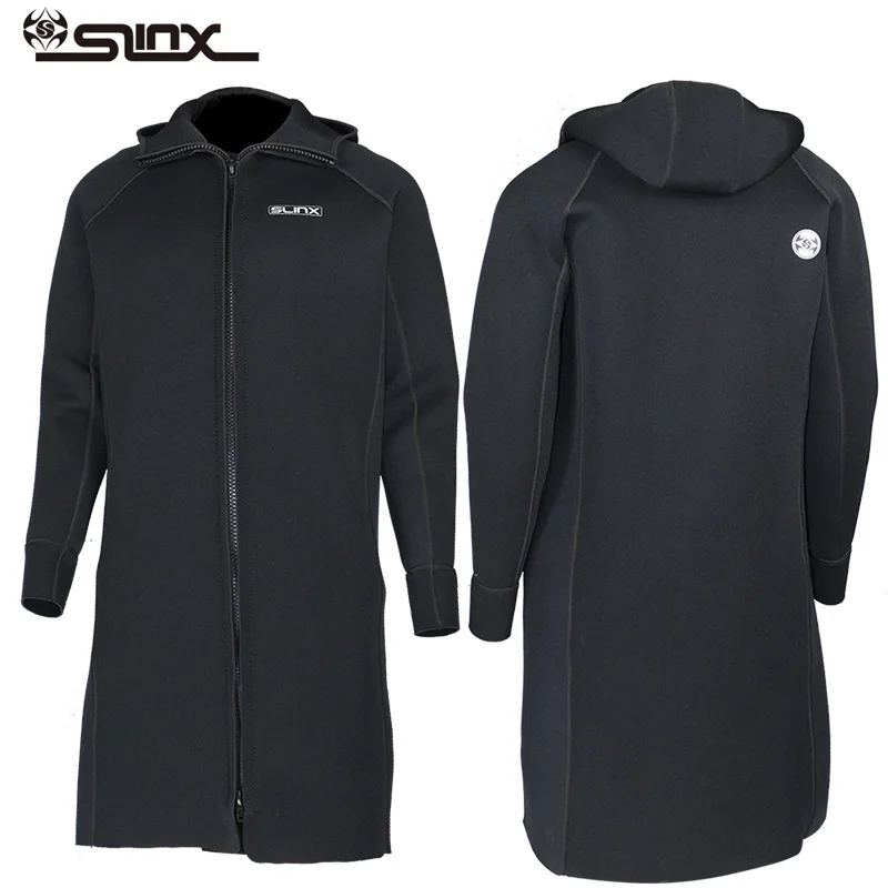 

3mm neoprene SCUBA Diving jacket suit Windbreaker Long Knee-length Swim surfing Jacket Boat Coat Wetsuit Triathlon Wet Swimsuit