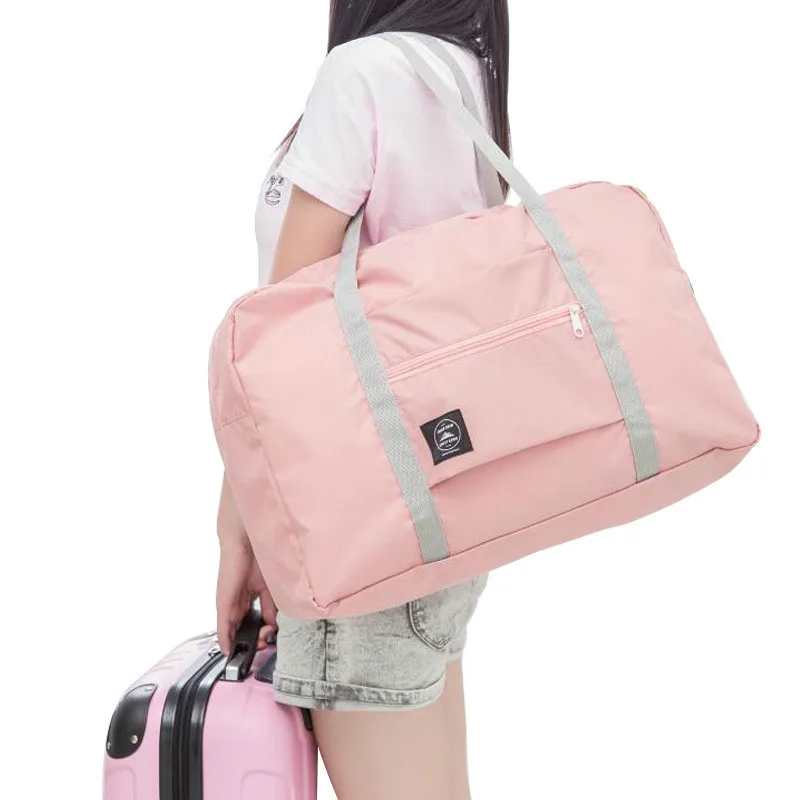 Новая женская складная дорожная большая сумка, водонепроницаемые нейлоновые дорожные сумки для девушек, модные дорожные сумки для путешествий, большие сумки, вещевой мешок, Розовый Vs