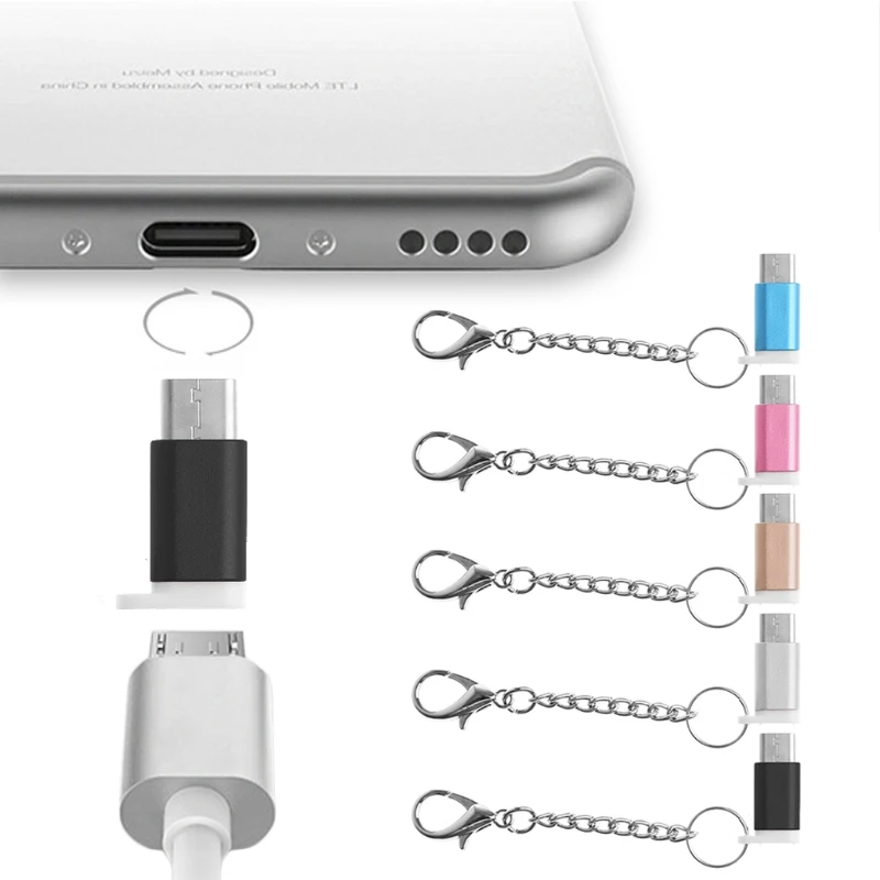 

USB-C USB 3.1 Type C Male To Micro USB Female Converter Adapter With Anti-Lost Key Chain For Android Phone PC LG G6/Oneplus 3T/S