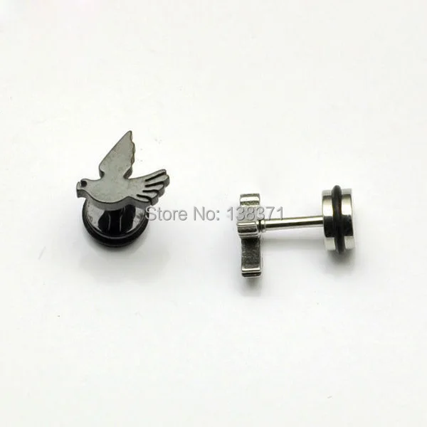 

Dove of Peace Pigeon bird of peace titanium steel Punk Men Women Screw stud earrings No fade