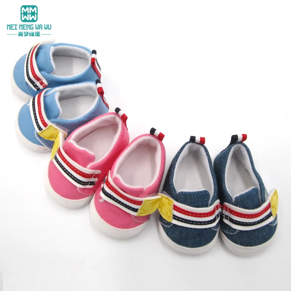 2019 new toy baby shoes for 43 cm new born doll accessories and American doll fashion Casual shoes pink, blue, denim blue