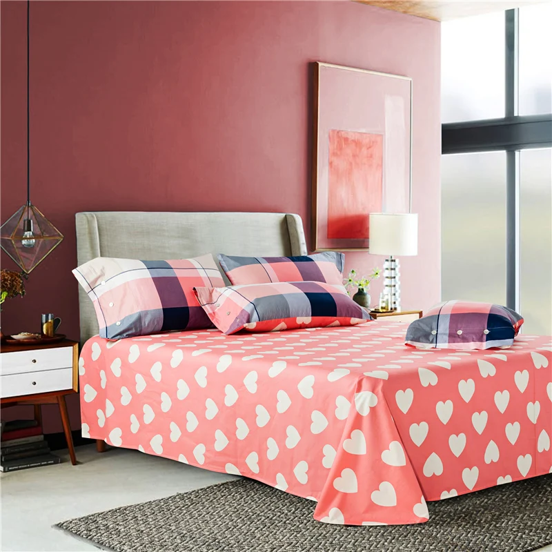 Waliicorners 4pcs 100%Cotton Printed Bedding set Button Duvet Cover set Bedsheet Pillowcases Queen King Size bed linen 26 chuangdan