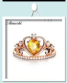 AINUOSHI Natural Citrine Halo Ring 0.8ct Round Cut Gemstone 925 Sterling Silver Ring Engagement Wedding Jewelry Women Ring