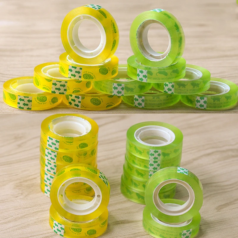 3 рулона 30 ярдов скотч лента прозрачный зеленый/желтый клейкие материалы канцелярские принадлежности Tear Pack инструменты школьные бизнес ленты