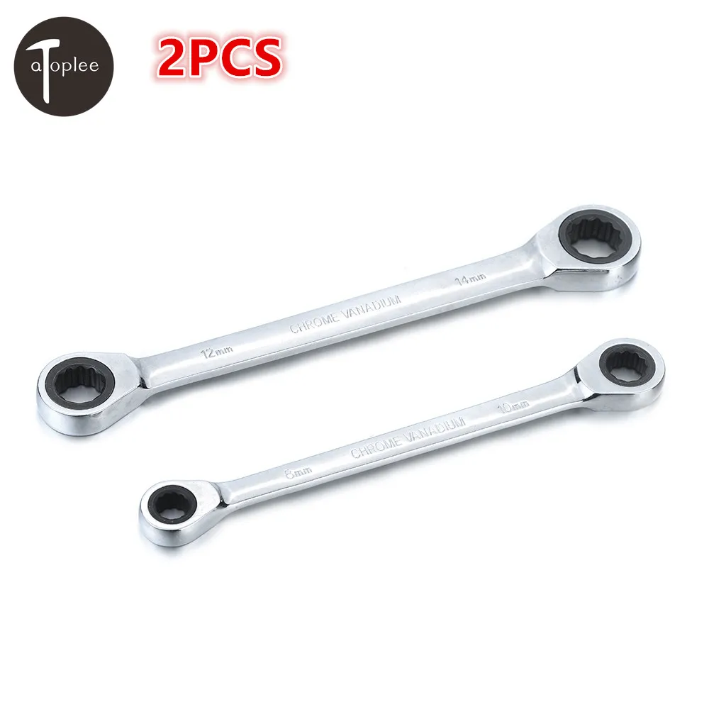 NEW 2pcs Live Fast Ratchet Wrench Dual End Plum Wrench 8 10mm+12 14mm