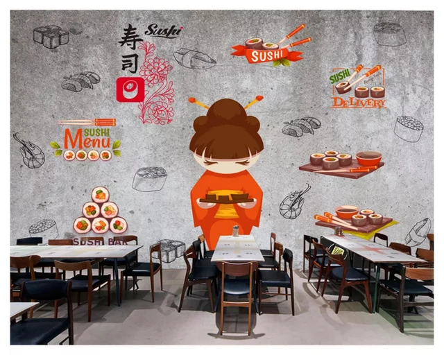 beibehang Custom wall papers home decor formaldehyde-free personalized decorative painting wallpaper sushi restaurant background 4