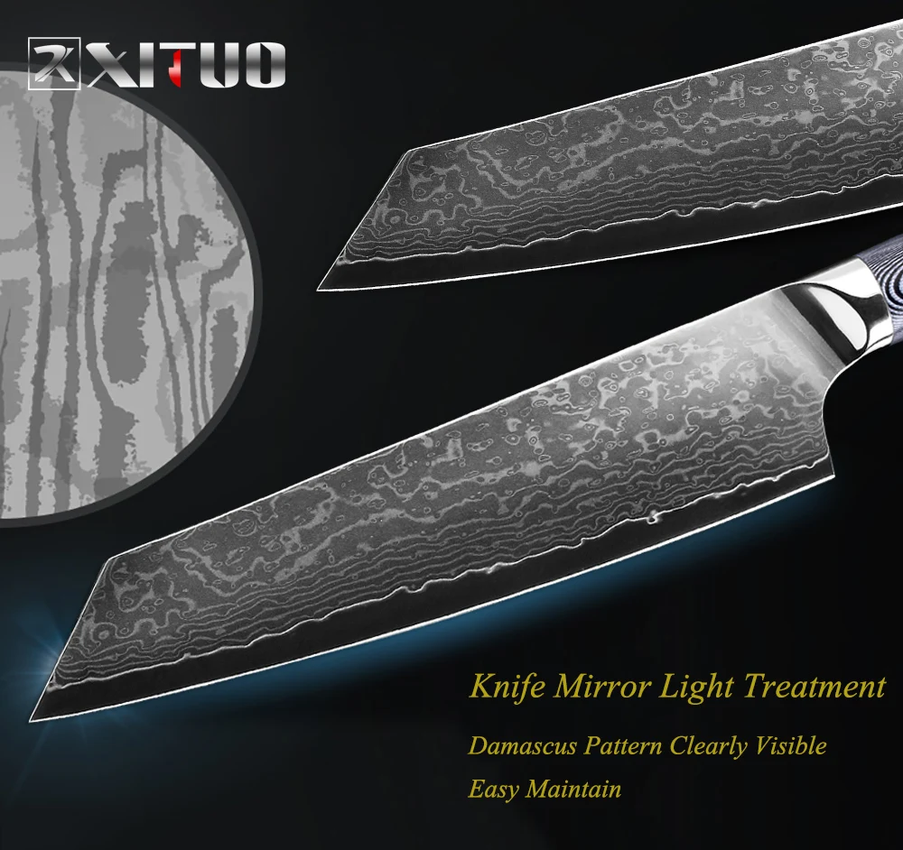 XITUO дамасский нож шеф-повара 8 дюймов Pro Nakiri Кливер нож японский Дамасская сталь кухонные ножи с ручкой Микарта мясо слайцин