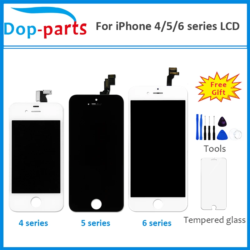 

LCD For iPhone 4 4s 5 5c 5s 6 LCD Display Touch Screen Digitizer Assembly No Dead Pixel Complete Replacement free tempered glass