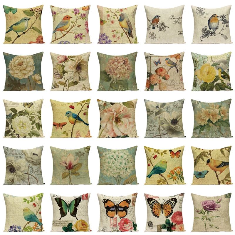 Декоративная подушка в винтажном стиле с цветами и птицами|cushion embroidery|cushion dresscushion