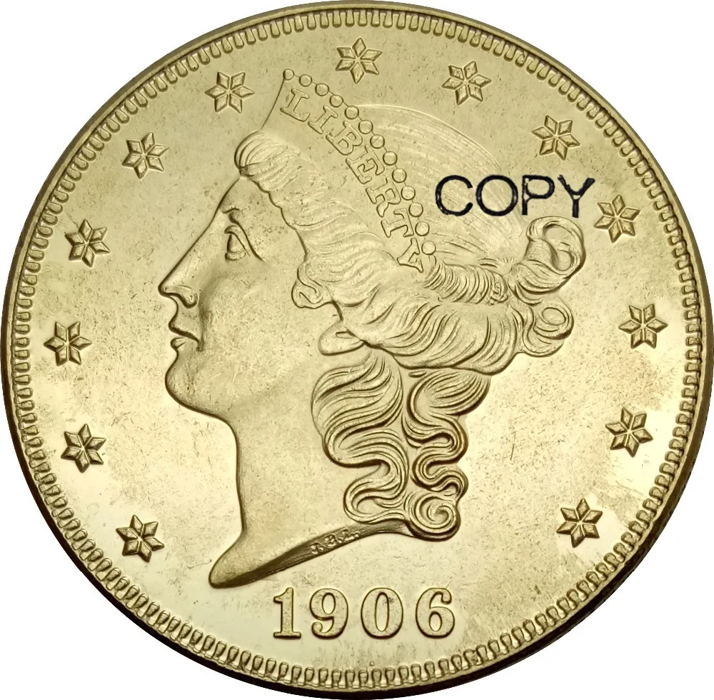 США 20 долларов Liberty Head Double Eagle с девизом 1907 D S латунные металлические копии