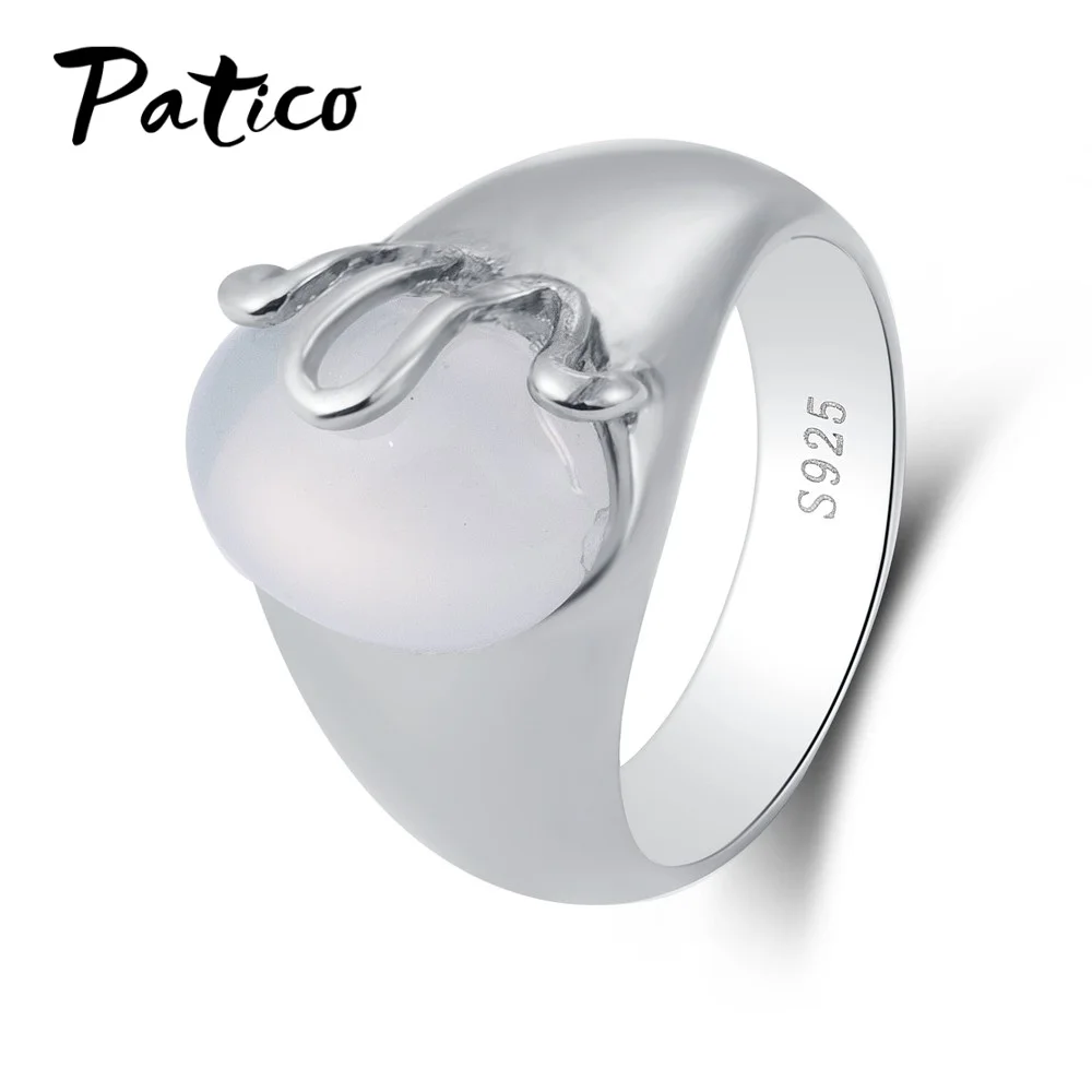 Большая белая Цвет Опаловый камень в форме овала кольца из стерлингового серебра 925 Модные украшения для Для женщин вечерние подарок