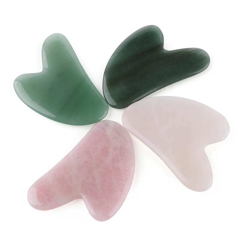 

1Pc Natural Foot Beauty Massage Care Tool Face Thin Massager Natural Jade Massage Face-lift Pink Crystal Guasha Scraping Plate