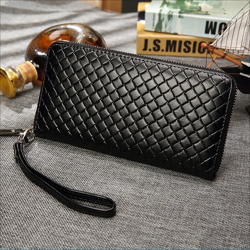

Men Wallets With Coin Pocket Long Zipper Purse Casual Male Clutch Wallet men Lozenge Veins Business Card Holder Vintage Wallet bags