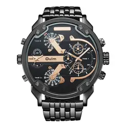 Oulm супер большой часы для мужчин тяжелый сплав мужской Кварцевые часы Oulm бренд класса люкс два часовых поясов для мужчин большой часы