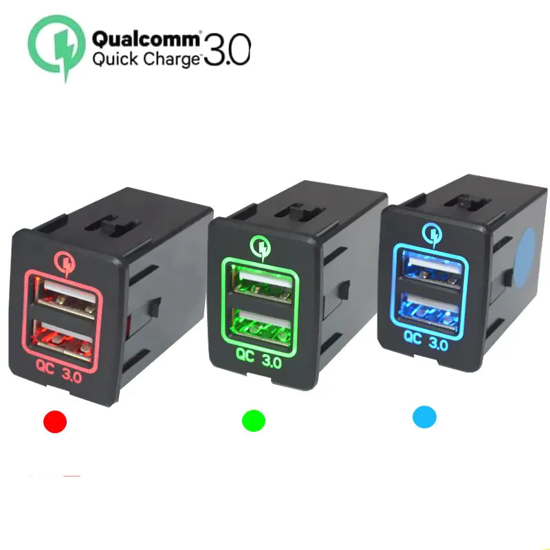 

QC3.0 Car USB Charger Socket Adapter With LED Light For Nissan Qashqai Tiida X-trail Sunny NV200 Teana Sylphy Paladin March