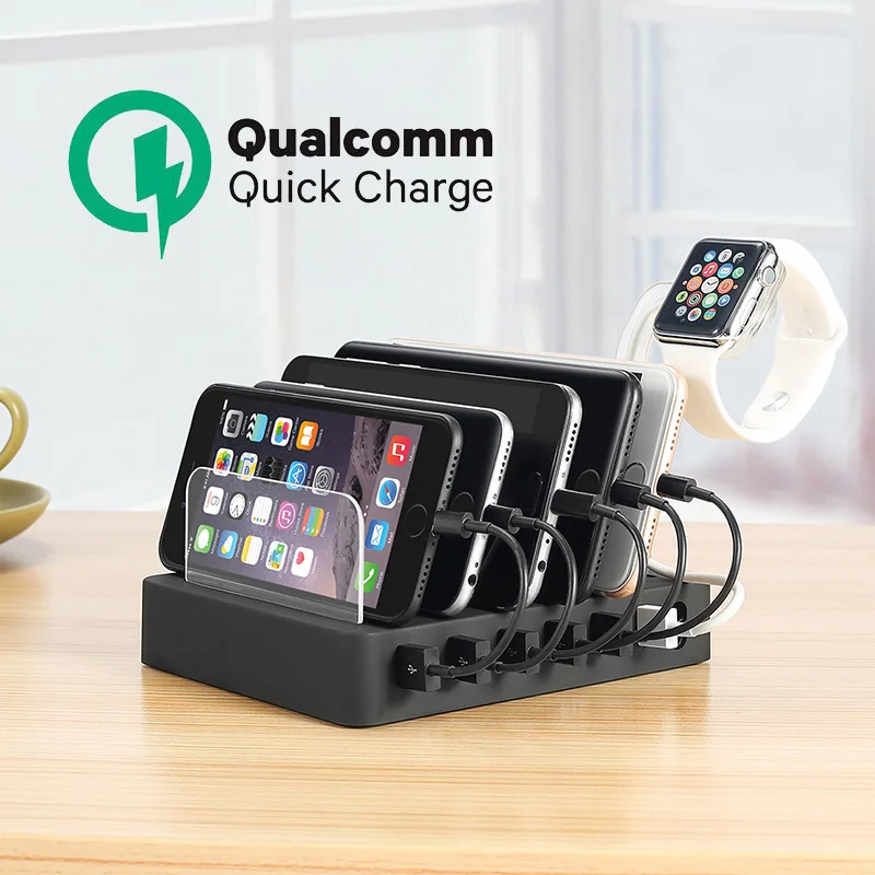 Зарядная станция с быстрой зарядкой QC 3 0 самая быстрая 6 портовая док зарядная USB
