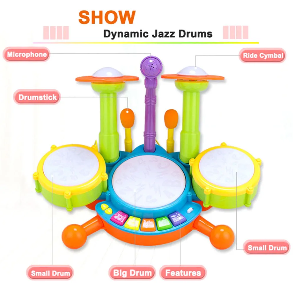 Детский Музыкальный Микрофон набор барабанов набор инструментов игрушка пазл ранний игрушка для обучения подарки для мальчиков и девочек