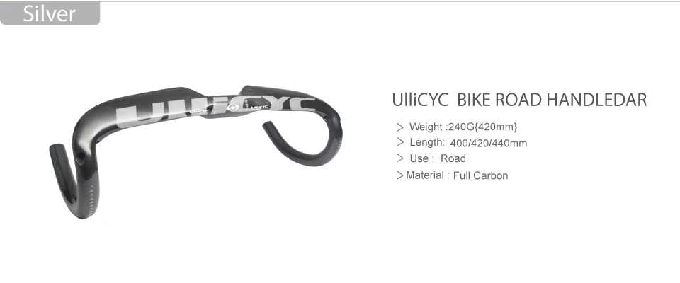 ULLICYC дорожный велосипедный гоночный матовый/глянец полностью углеродный руль Внутренний кабель углеродное волокно для велосипеда, руль 31,8*400/420/440 мм WB240