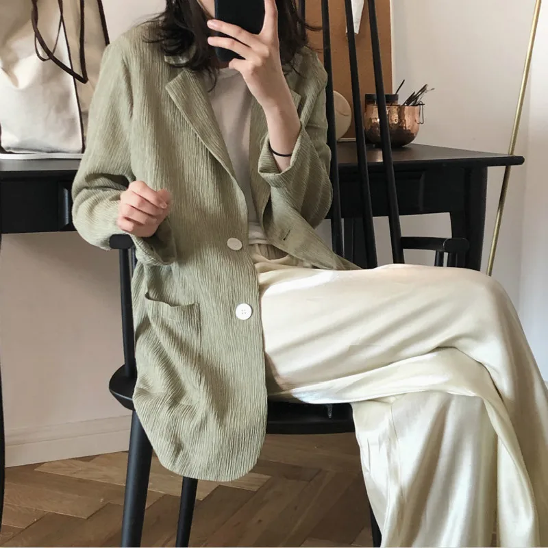 

Ladies' jackets summer new Korean summer vacation breathable sunscreen suit jacket lapel thin suit jacket women