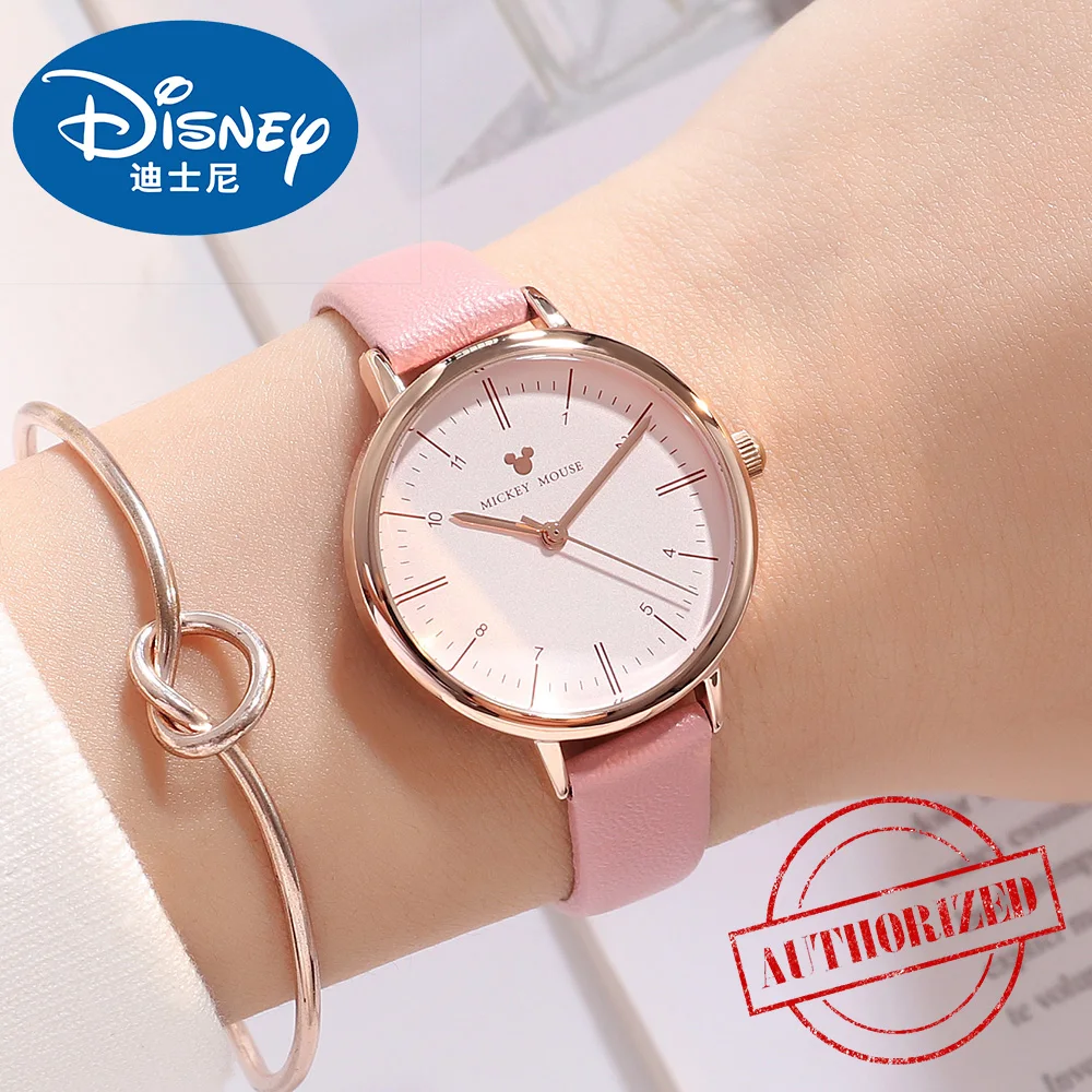 

Disney Watch Women New Fashion Simple Leather Ladies Watch Girl Watch White Black Mickey Mouse Quartz Wristwatches Montre Femme