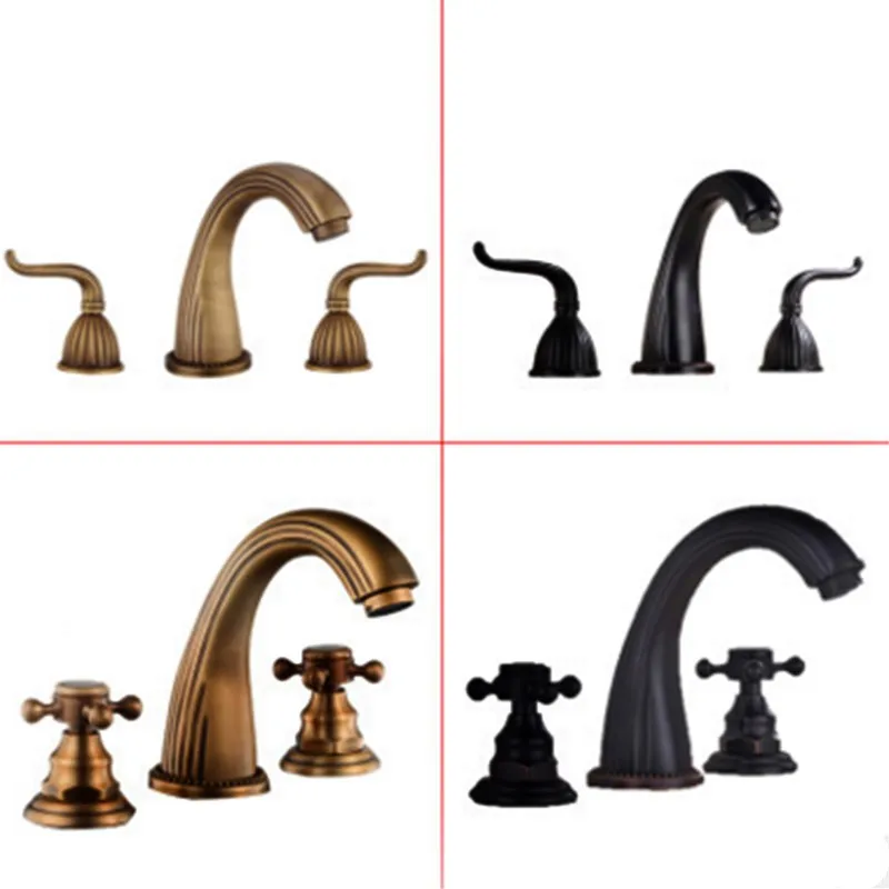 A Tre Pezzi Da Bagno Rubinetti Con Tre Fori, In Ottone Antico Di Personalità Split Rubinetti, Miscelatore Acqua Calda E Fredda Rubinetti