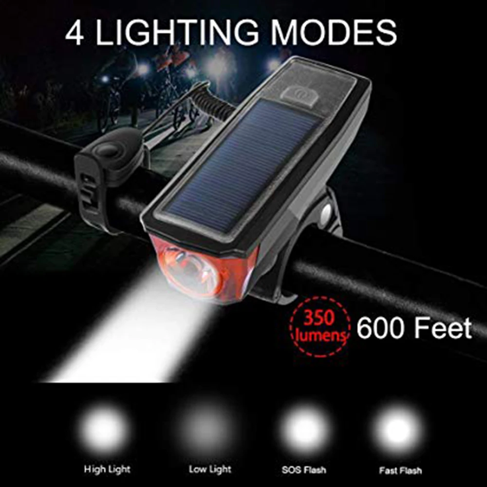 

2000mA Bicycle T6 Solar Light Front Lighting USB Charging Waterproof Flashlight Bicycle Headlights
