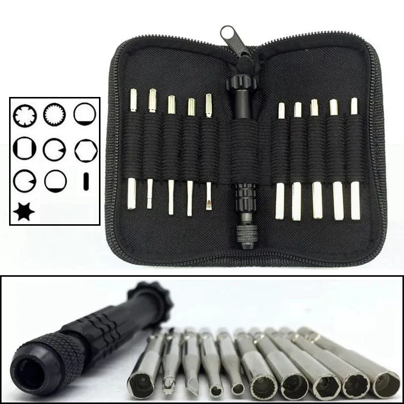 11Pcs/Set Tune Up Carburetor Adjusting Screwdriver Tool Kit Pac Man Double D Spline Type Tool Kit