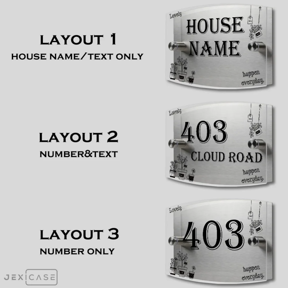 

Potted House Number Door Sign Plaque Personalized Modern outdoor Street Acrylic Transparent Glass TOP