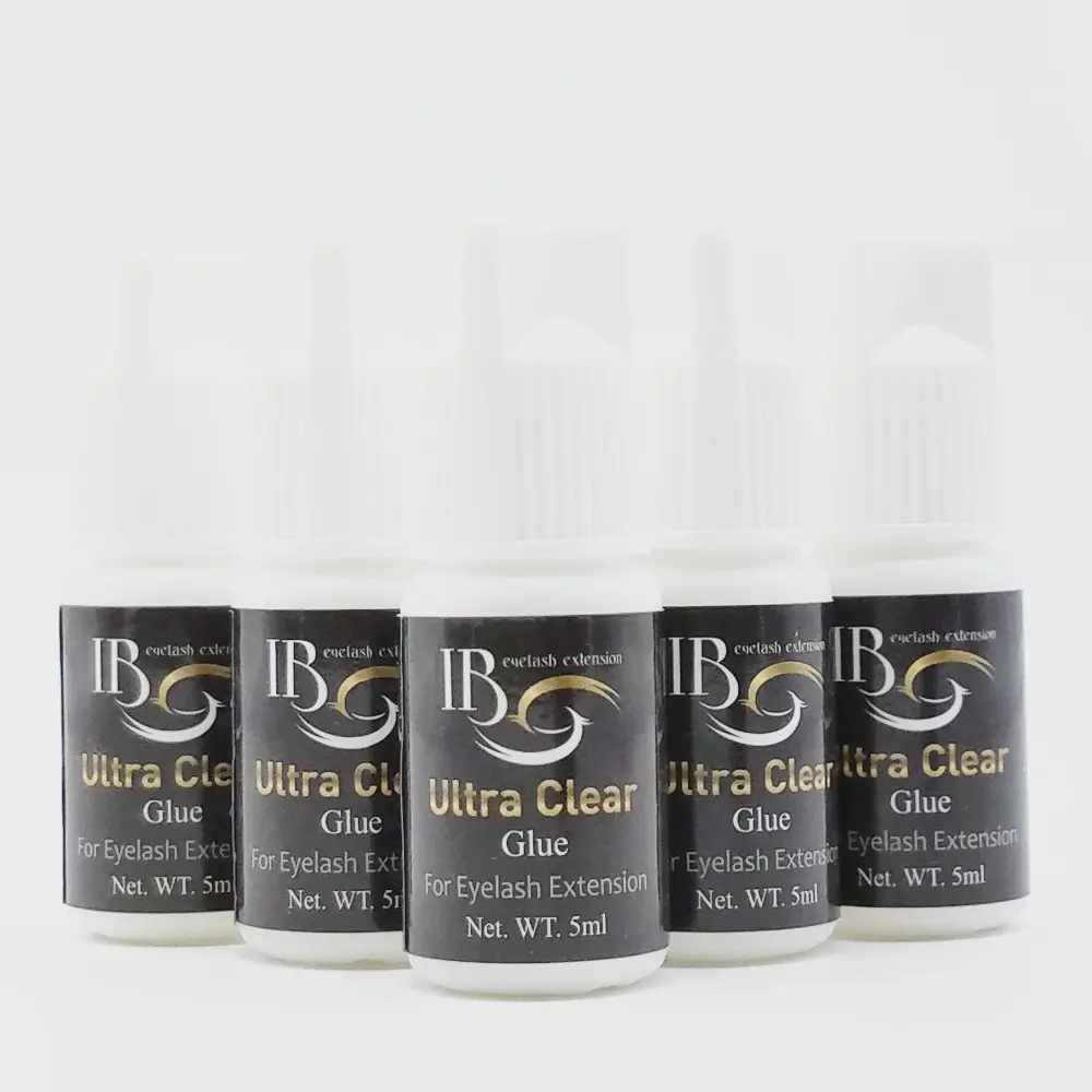 

5pieces/lot IB Ultra Clear Adhesive glue Eyelash Extensions holding time 4~5 weeks drying time 3~5 seconds 5ml Free Shipping