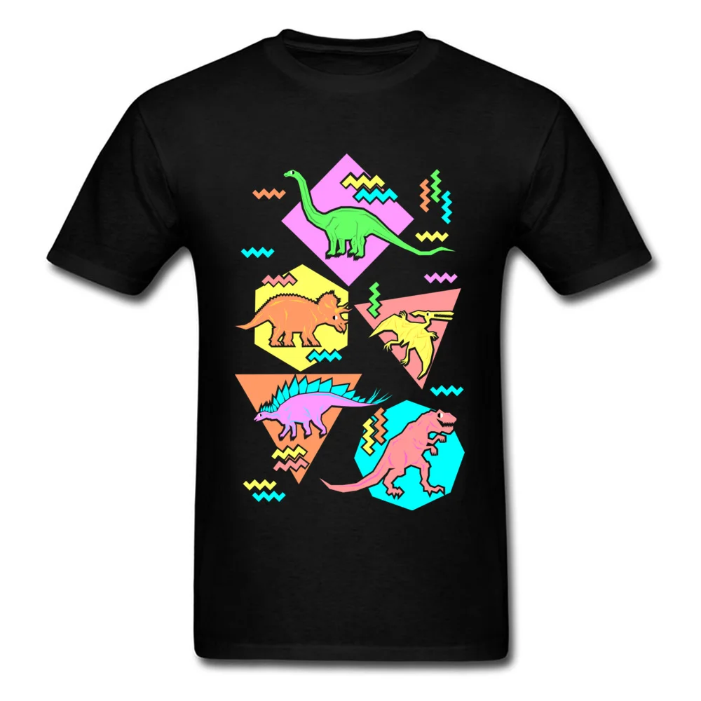

Nineties Dinosaur Tshirt Mens T-Shirt Printing Tees New Design T Shirt Youth Birthday Gift Clothes T-Rex Black Tops 100% Cotton