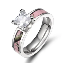 New Fashion Ring For Women Titanium 5MM Light Pink Tree Camo Ring Engagement Rings Camo Wedding Band aneis feminino