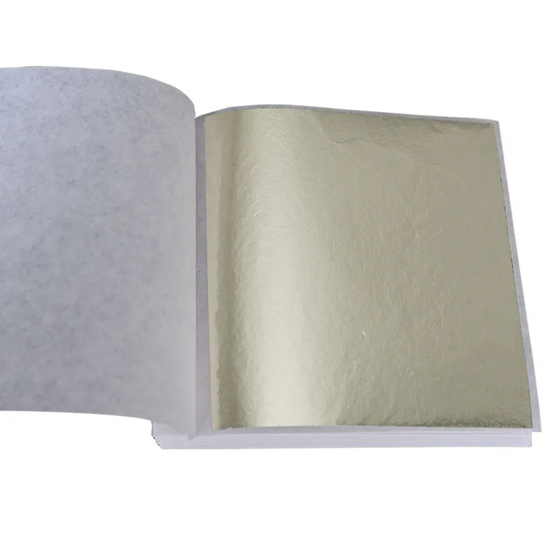 100Pcs Imitation Gold/Sliver/Copper Foil Art Craft Paper Leaf Leaves Sheets Foil Paper for Gilding DIY Craft Decor Design Paper - Цвет: Dark Silver Foil