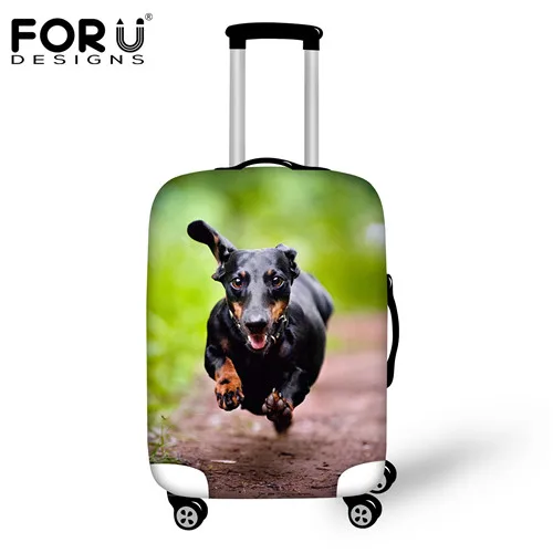 FORUDESIGNS Dustproof Travel Suitcase Cover Black 3D Dachshund Animal Luggage Protector Cover For 18 20 22 24 26 28 30 Inch Case - Цвет: H524