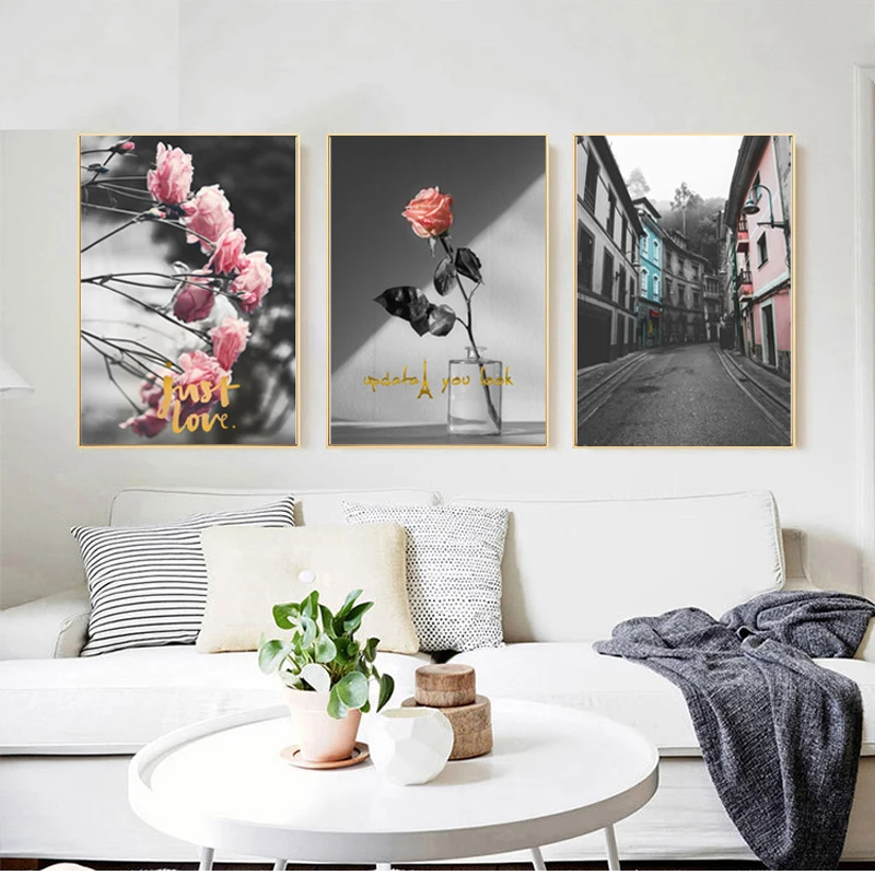 Personalised 20 Photos Wall Art Collage Pink Tulips Effect A4 A3 Satin Poster