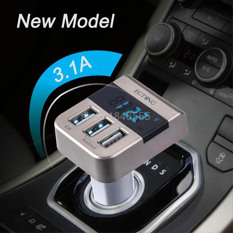 12 24V Usb Car Charger Triple Ports Dc 5V 3.1A Usb Car Charger Digital
