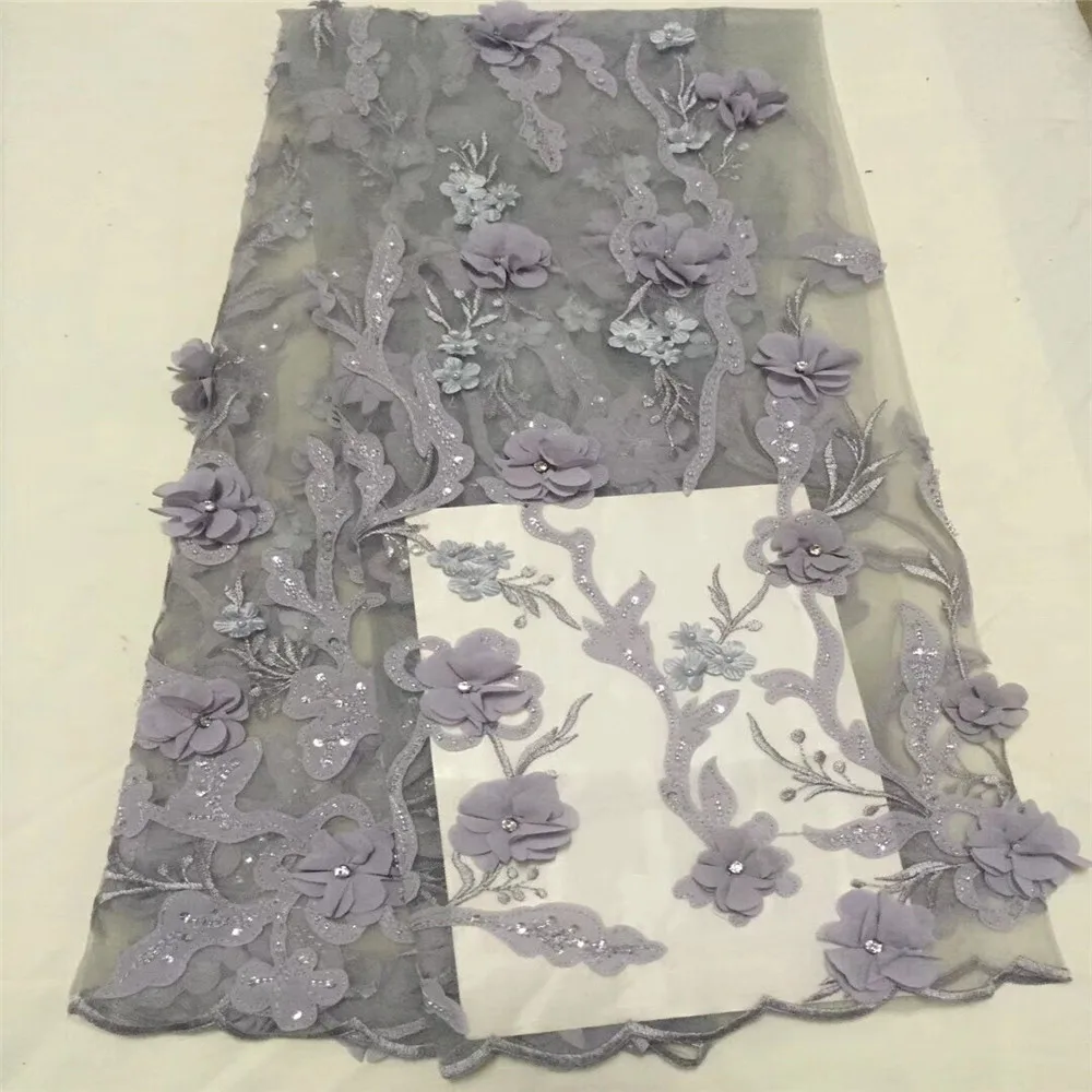 

Italian Style Handmade Beaded Design African Lace Large Rhinestones 3d Flower Dress Tulle Lace Fabric X258-05