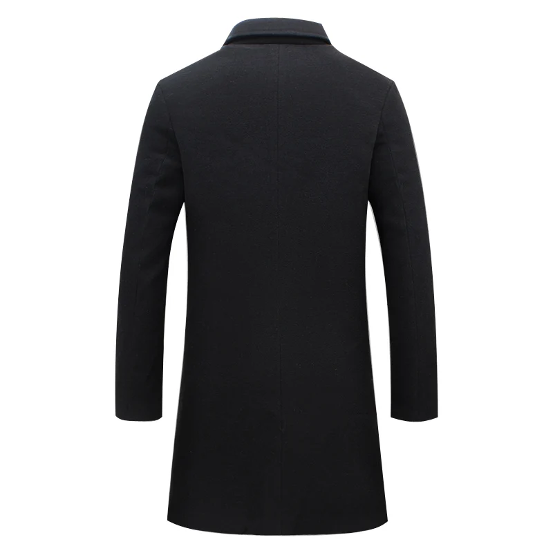 Новинка, зимнее шерстяное длинное пальто, мужское теплое Черное деловое пальто, мужская стильная шерстяная куртка, парка S-5XL