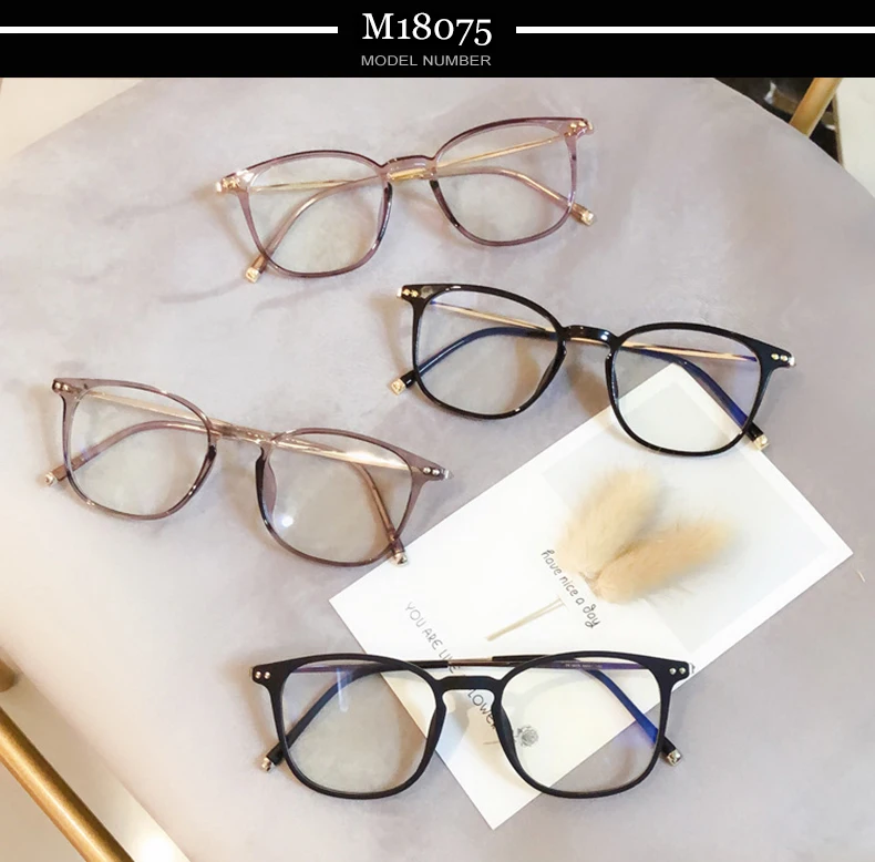 Ralferty Transparent Glasses Frame Women Fashion Eyeglasses Frames Clear Glasses Myopia Prescription Optic Spectacles M18075