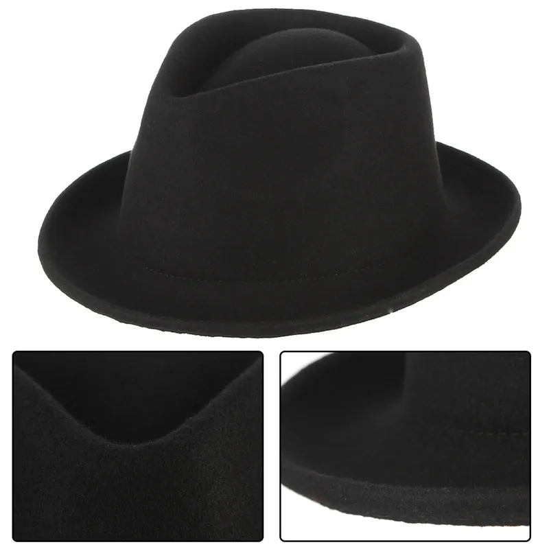 Черная шерстяная шляпа для мужчин шляпа Боулер Дерби шляпа винтажная Мужская Джаз Кепка Панама церковные шляпы