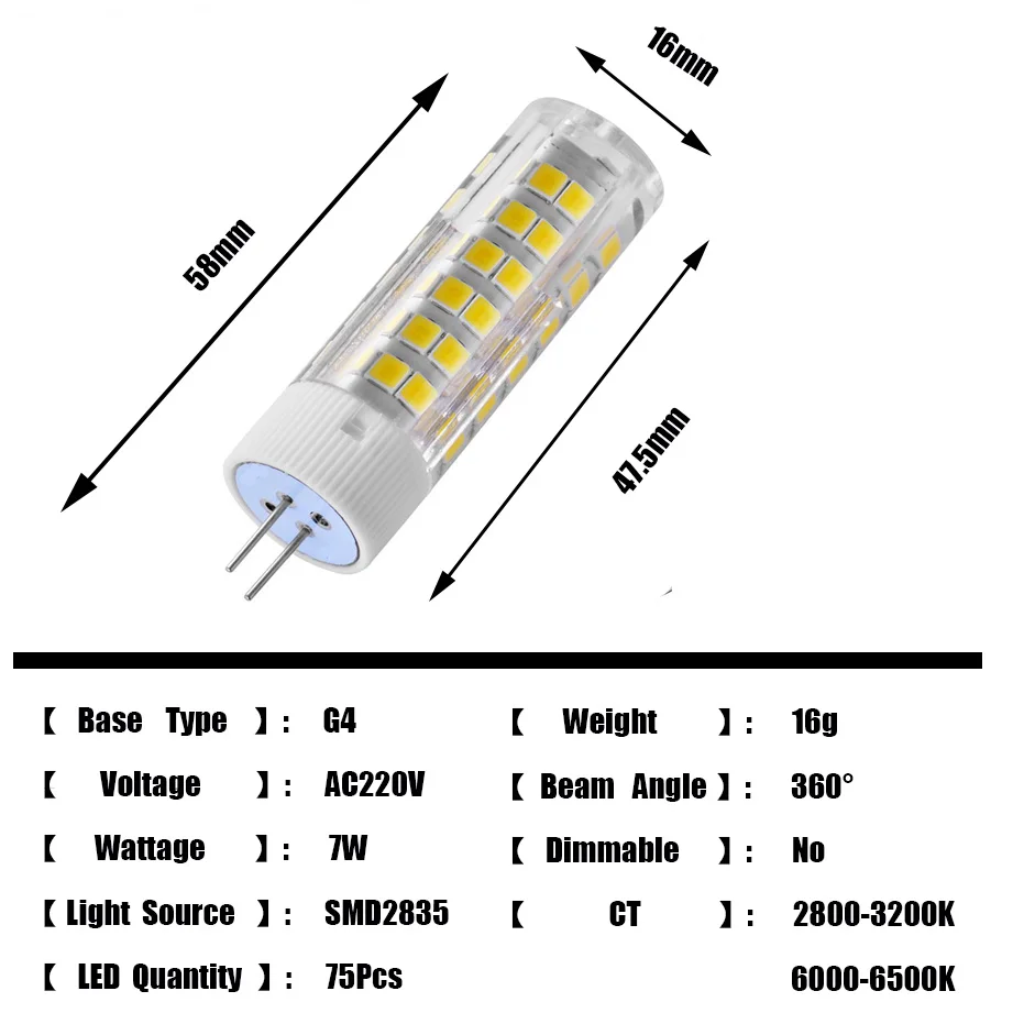 В продаже G4 Светодиодный светильник 220V SMD2835 4W 5W 7W лампа керамическая Светодиодная лампа Замена 30W 40W 60W галогенный светильник для люстры