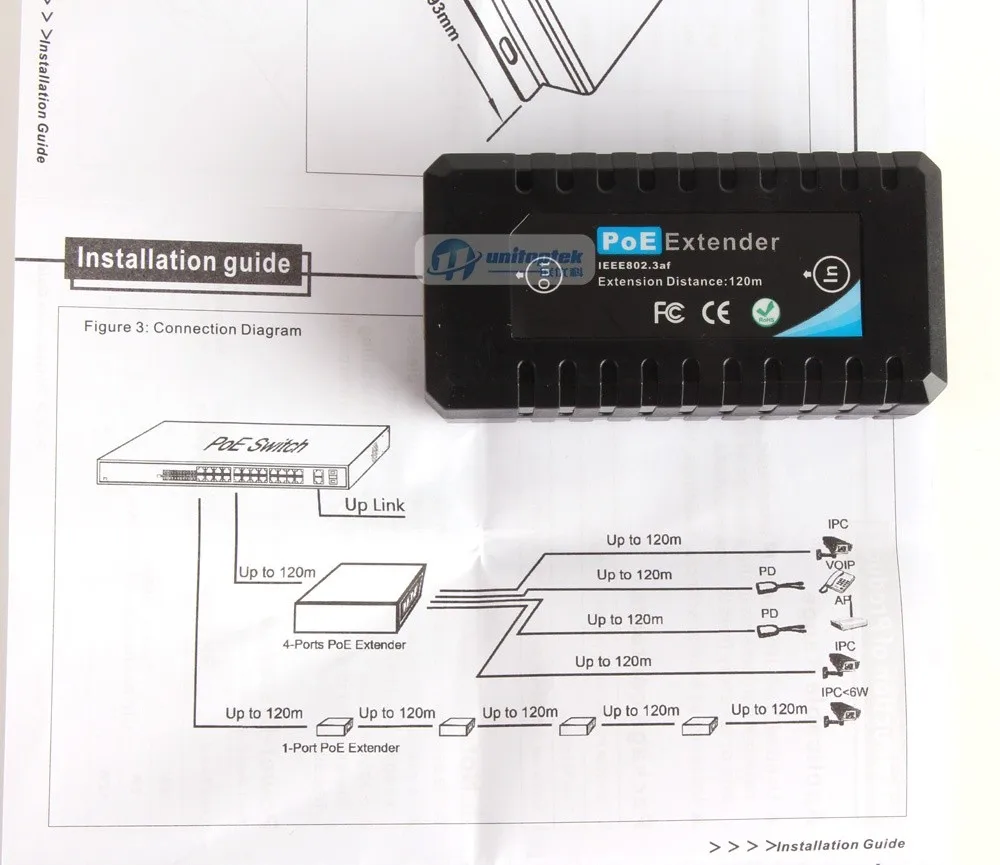 Новое поступление 13 Вт Max IEEE802.3af Вход/Выход один 1 канала 1-Порты и разъёмы PoE удлинитель POE повторителя макс передачи 120 м расстояние