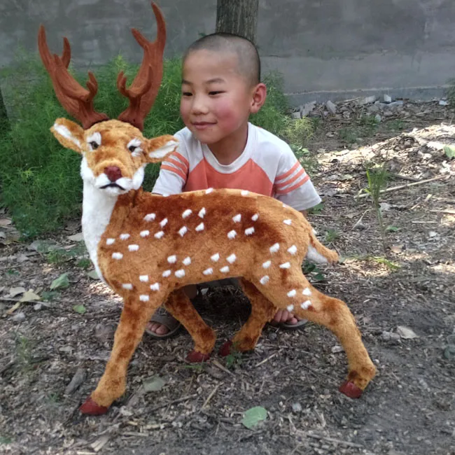 

big simulation deer toy lifelike walking sika deer model gift 55x76cm