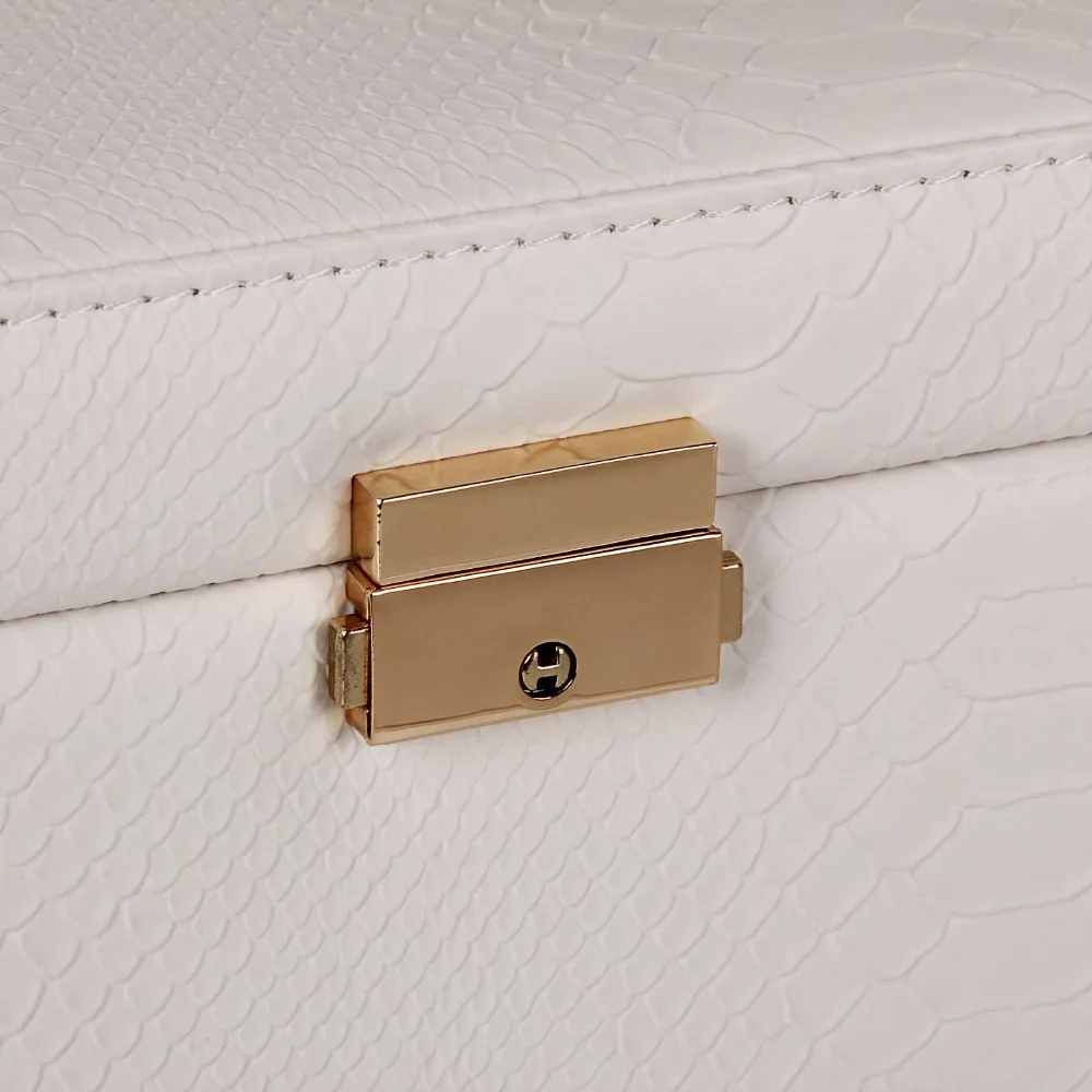 Белая коробка для хранения ювелирных изделий и упаковка-органайзер Роскошные серьги ожерелье бархатный контейнер для девочек зеркальный чехол держатель для замка ROWLING