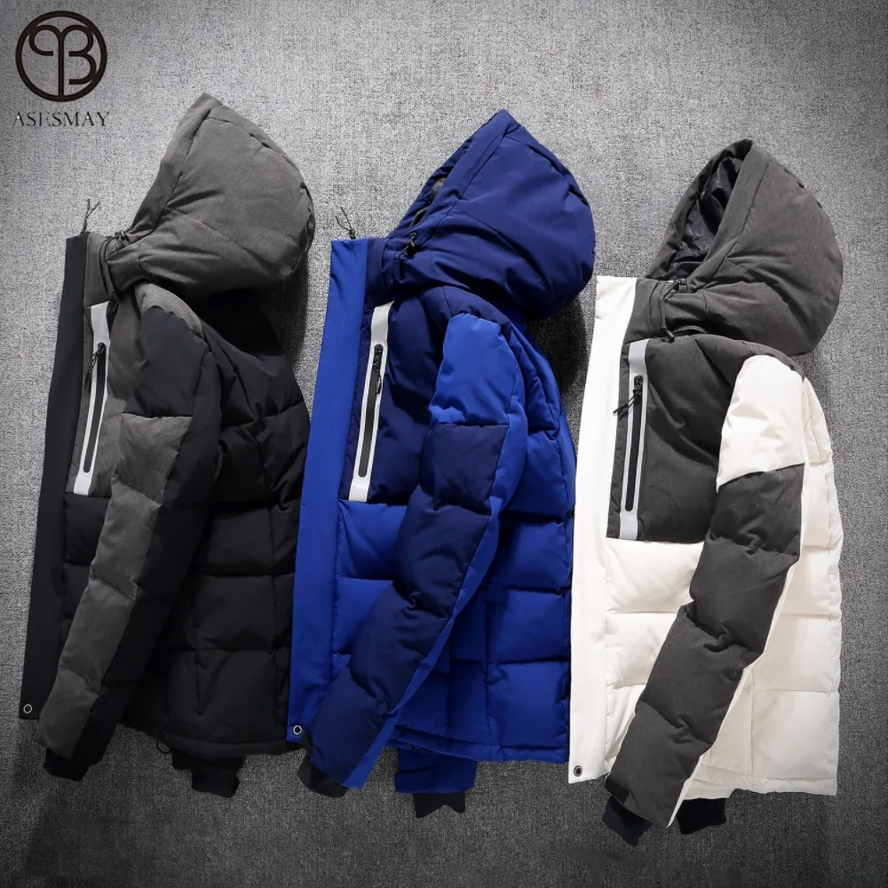 Asesmay Men Winter Jacket White Duck Down Parka High Quality Winter Coats Hooded Goose Feather Down Jacket Thick Snow Coat